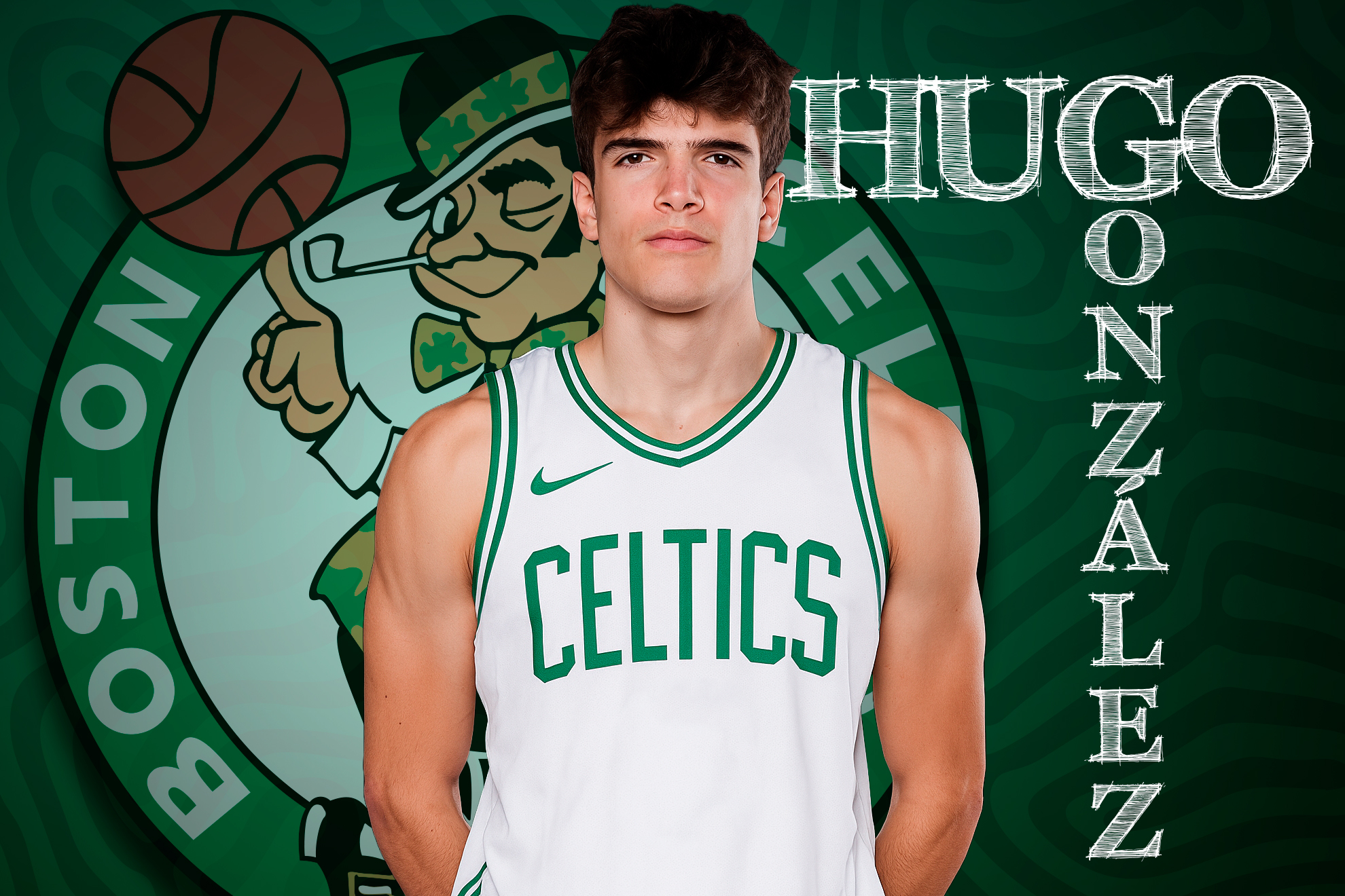 Photomontage of Hugo González with the Celtics shirt.