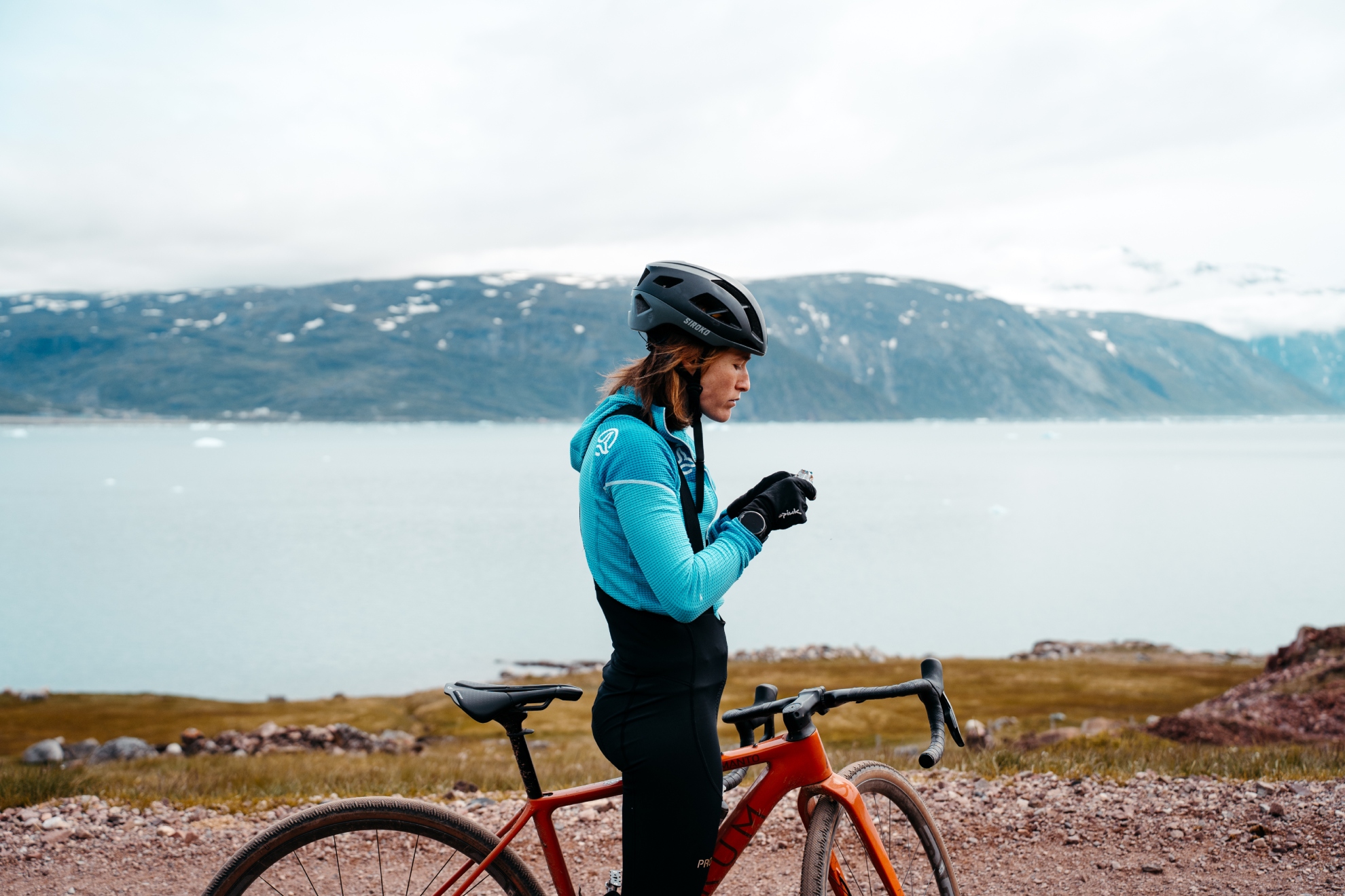 Alday, en la bicicleta, antes de empezar el sector de ciclismo.