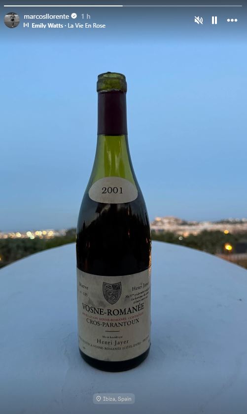 Marcos Llorente presume de sus vacaciones con cuatros botellas de vino valoradas en más de 25.000 euros