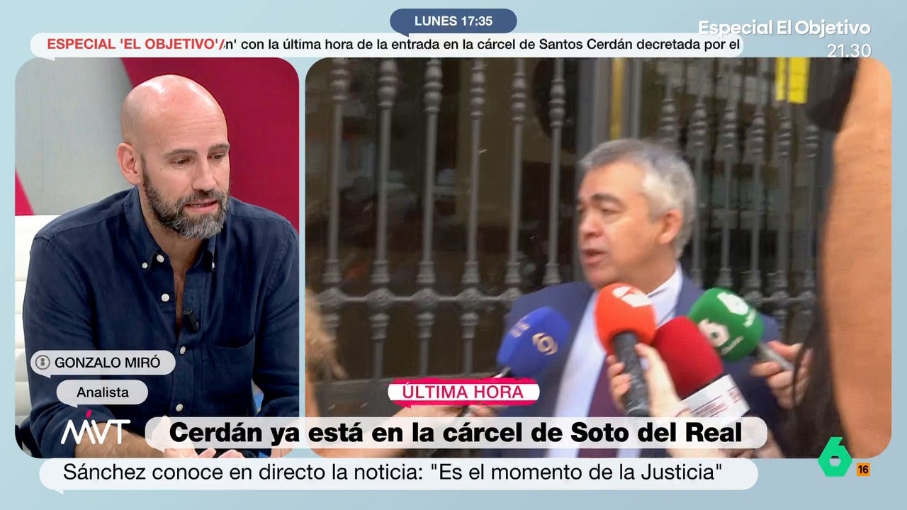 Gonzalo Miró señala el problema del ingreso en prisión de Cerdán: "La entrada de la ultraderecha en el Gobierno"