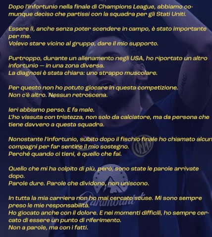 Comunicado de Hakan Çalhanoglu en sus redes sociales.