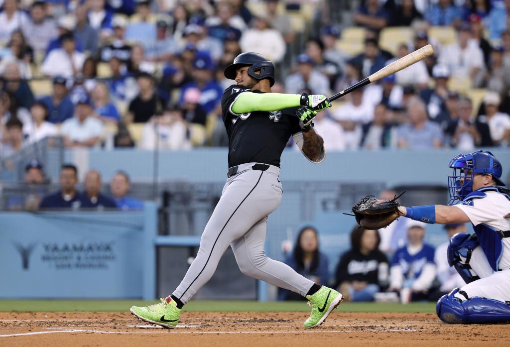 A baseball hit.