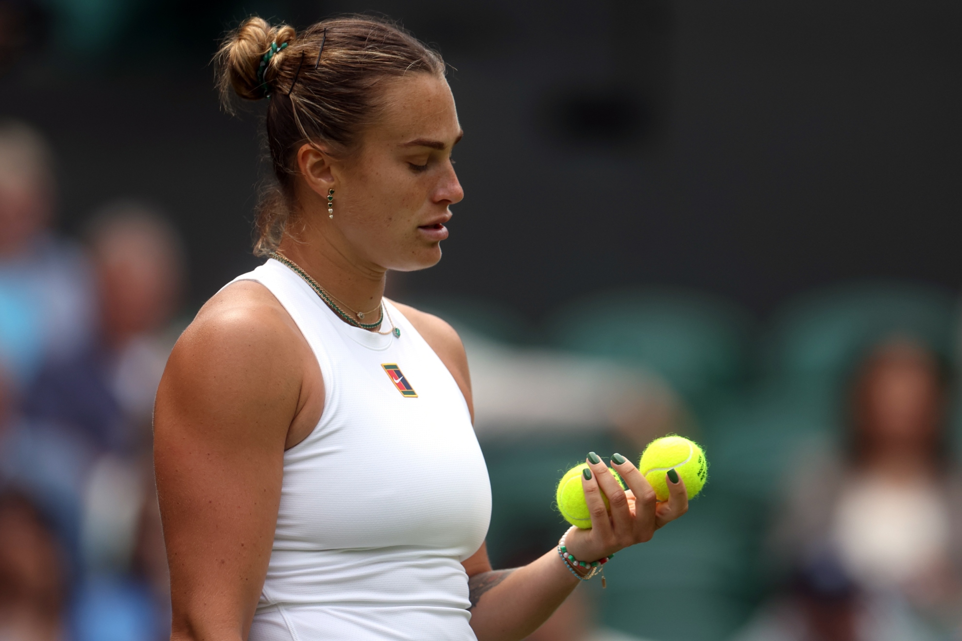 Aryna Sabalenka, durante el partido de hoy.