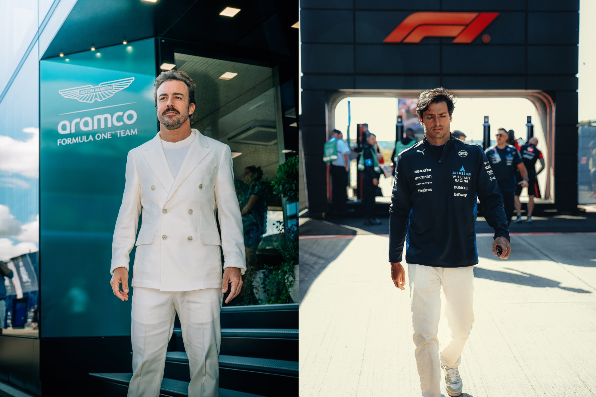 Alonso y Sainz, a su llegada a Silverstone.