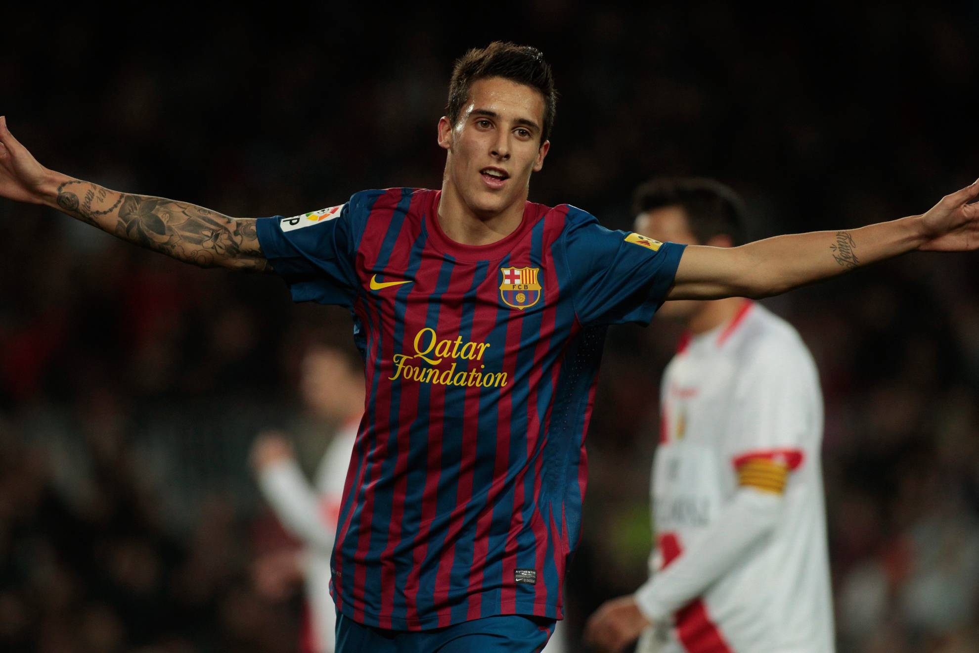 Cristian Tello celebrates a goal with the first team
