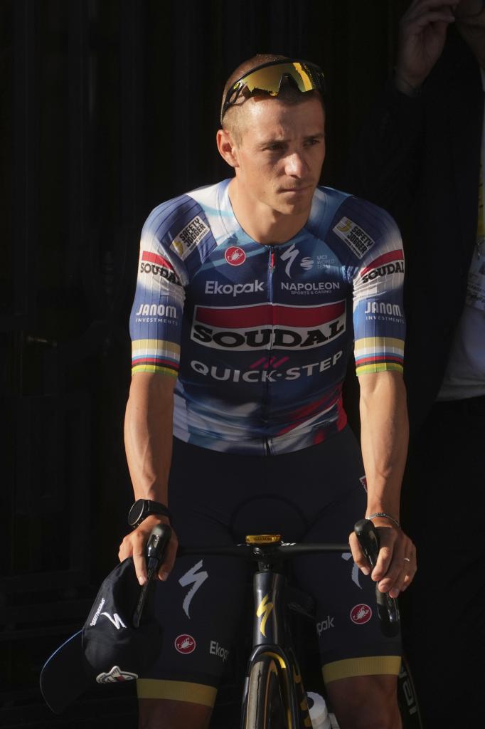 Evenepoel in the presentation of the Tour in Lille. (Ap Photo/Thibault Camus)