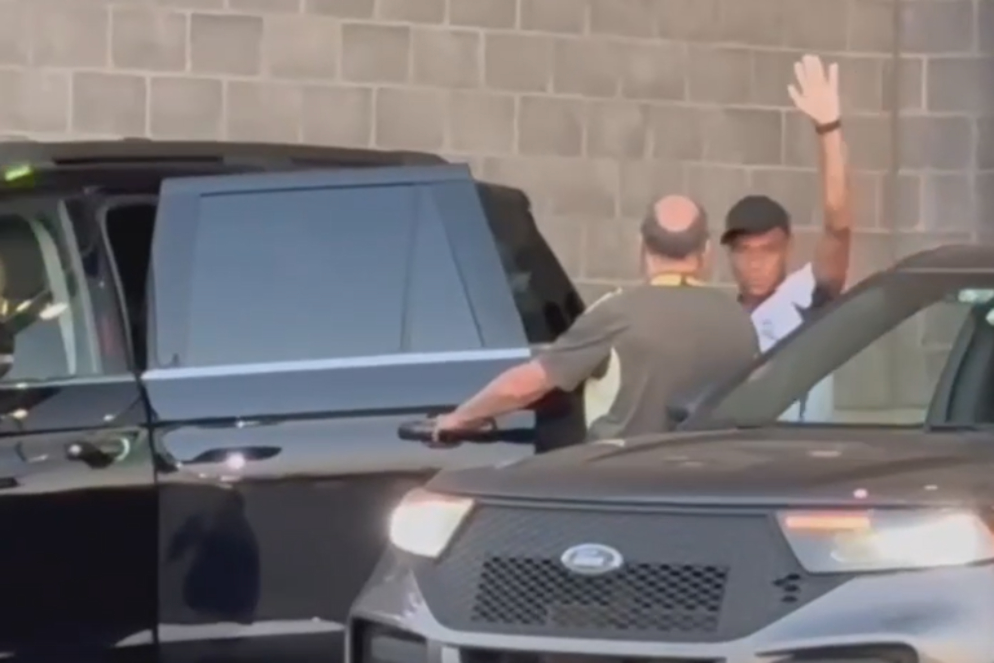 Mbappé greets the media after passing the drug test.