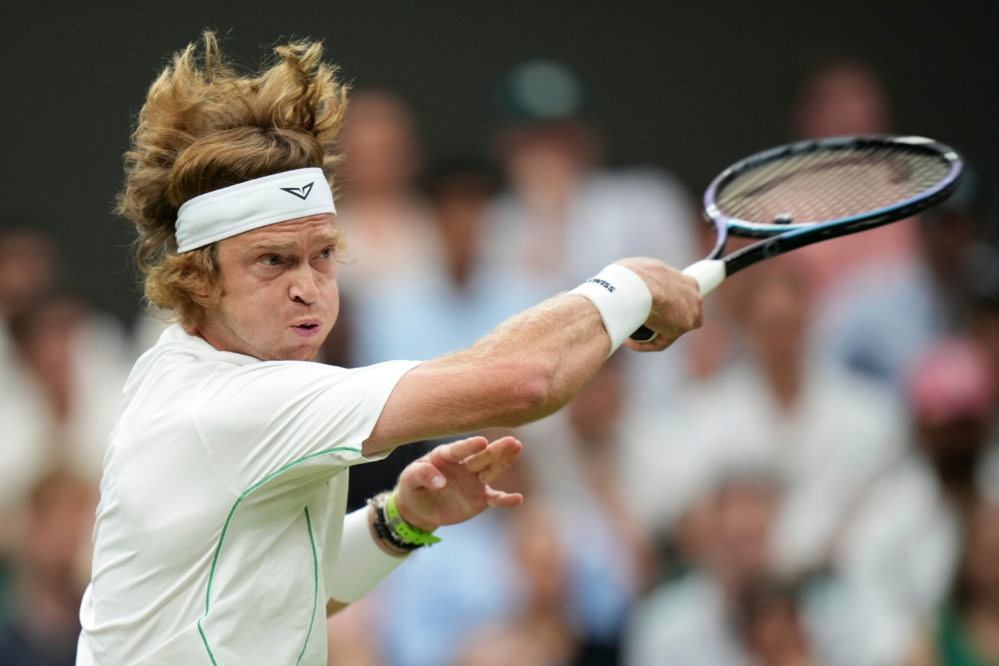 Andrei Rublev, durante su partido ante Alcaraz.