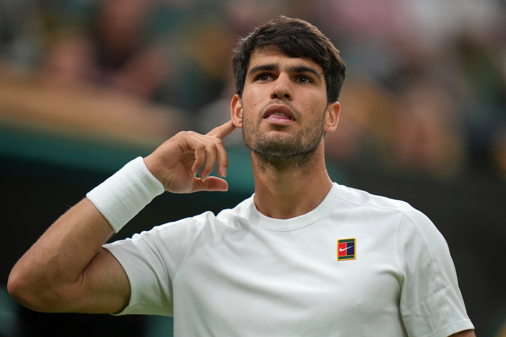 Alcaraz celebra un punto ante Rublev.