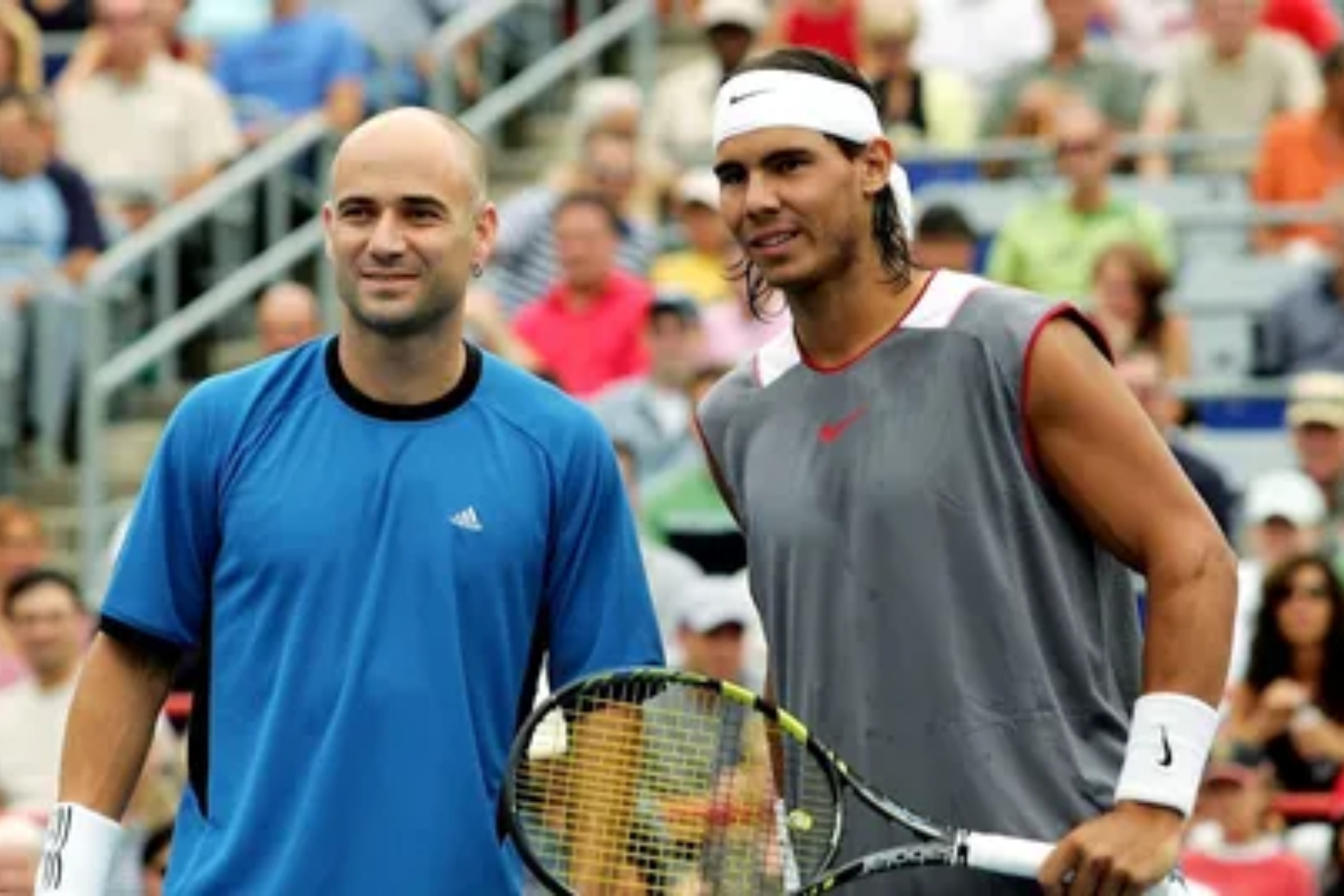 Agassi and Nadal in the Masters 1000 of Canada 2005.