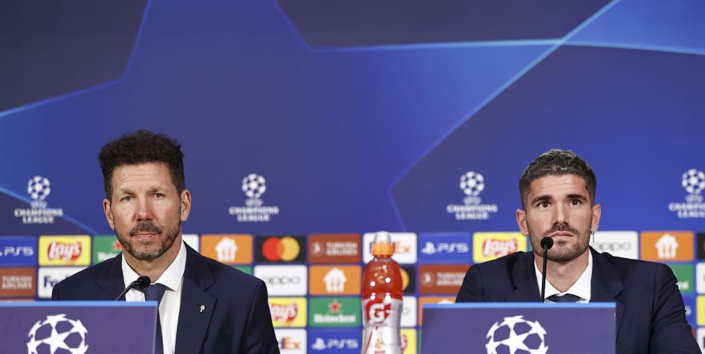 Simeone y De Paul, en una rueda de prensa de Champions.
