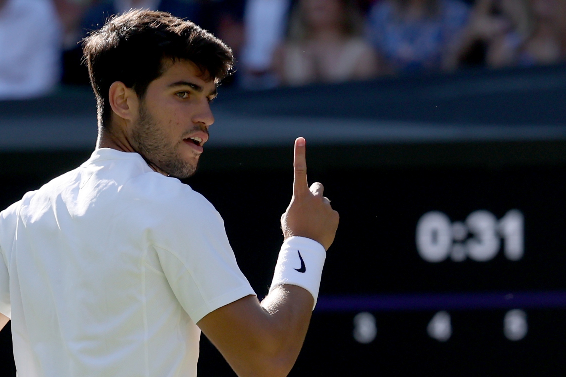 Carlos Alcaraz celebra un punto ante 'Cam' Norrie.