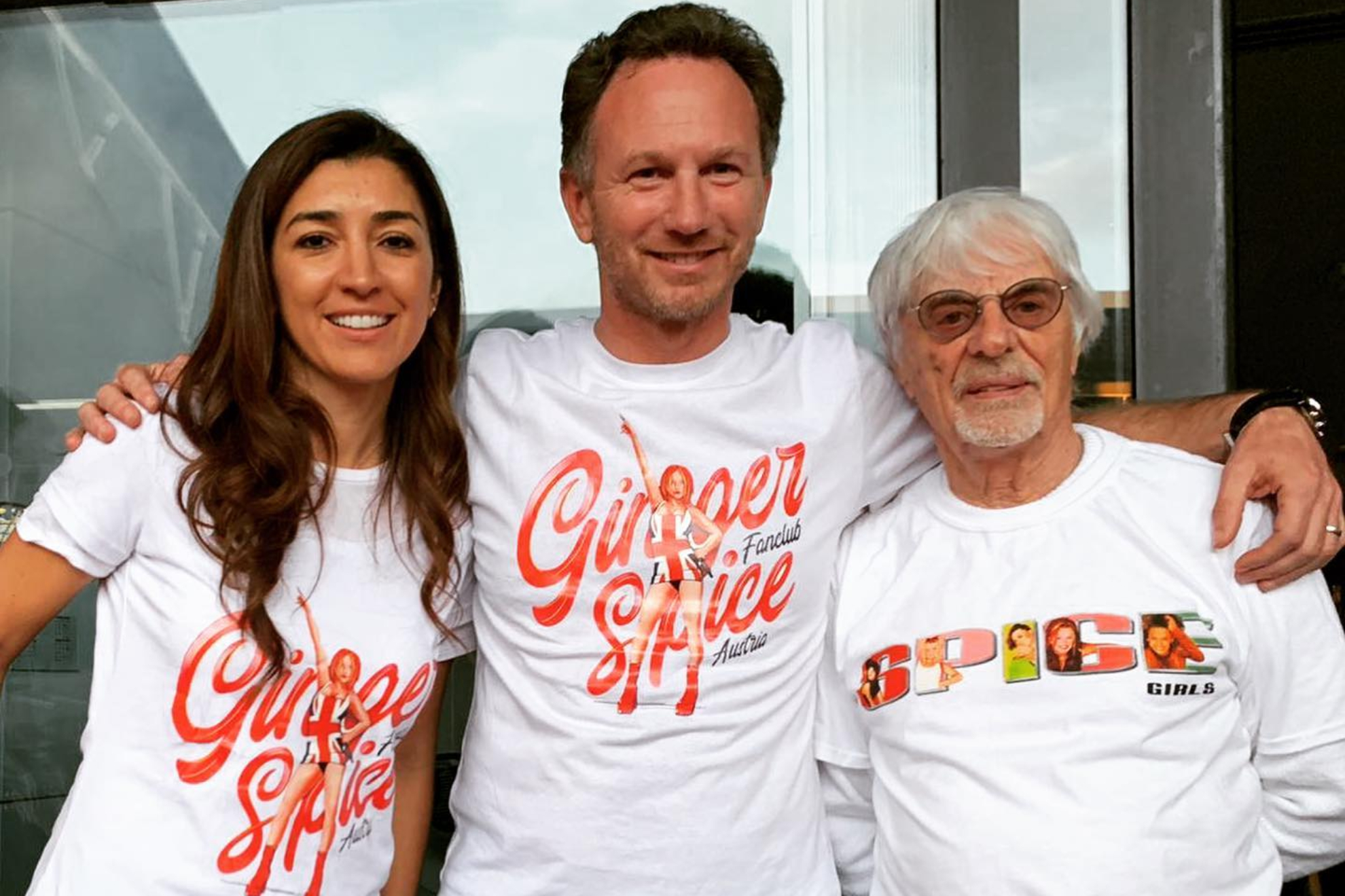 Horner, junto a Fabiana y Bernie Ecclestone.