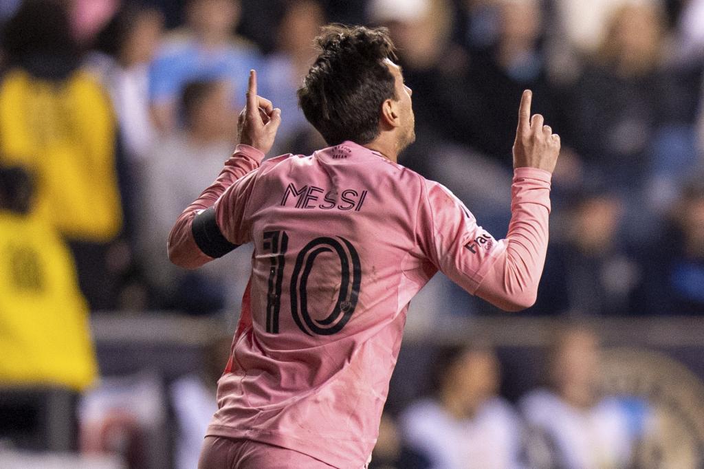 Messi celebrando un gol con el Inter Miami
