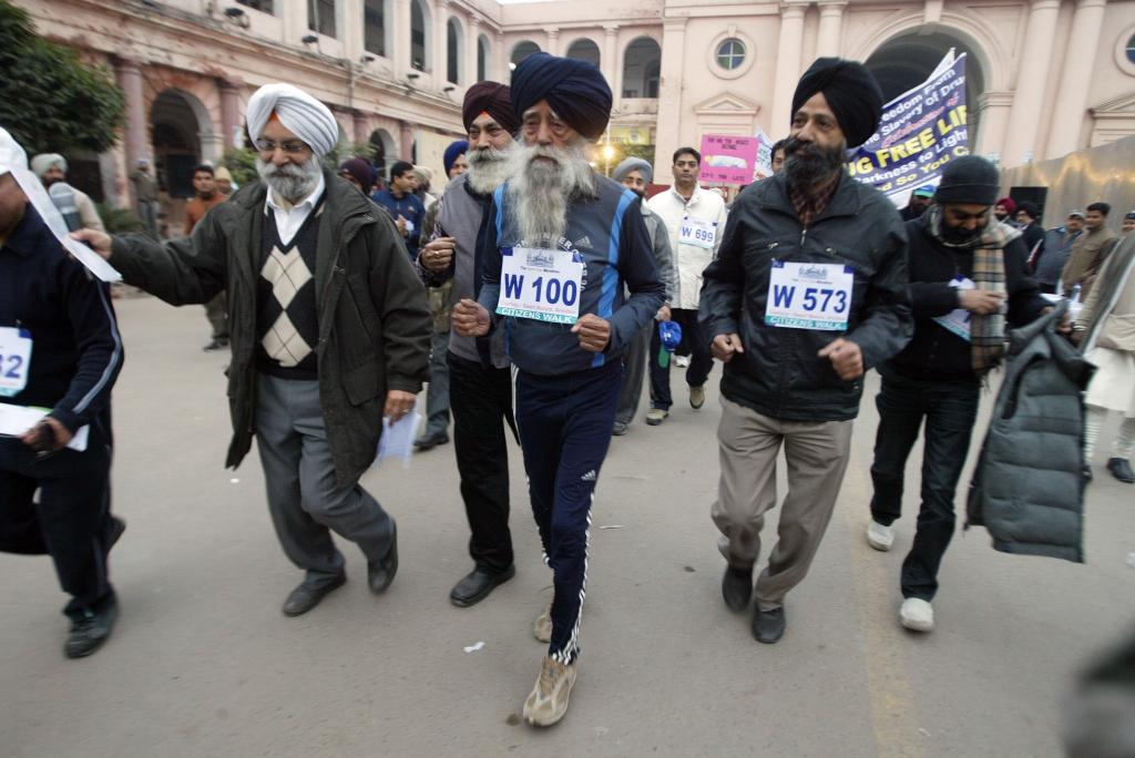 Fauja Singh, cuando tenía 100 años.