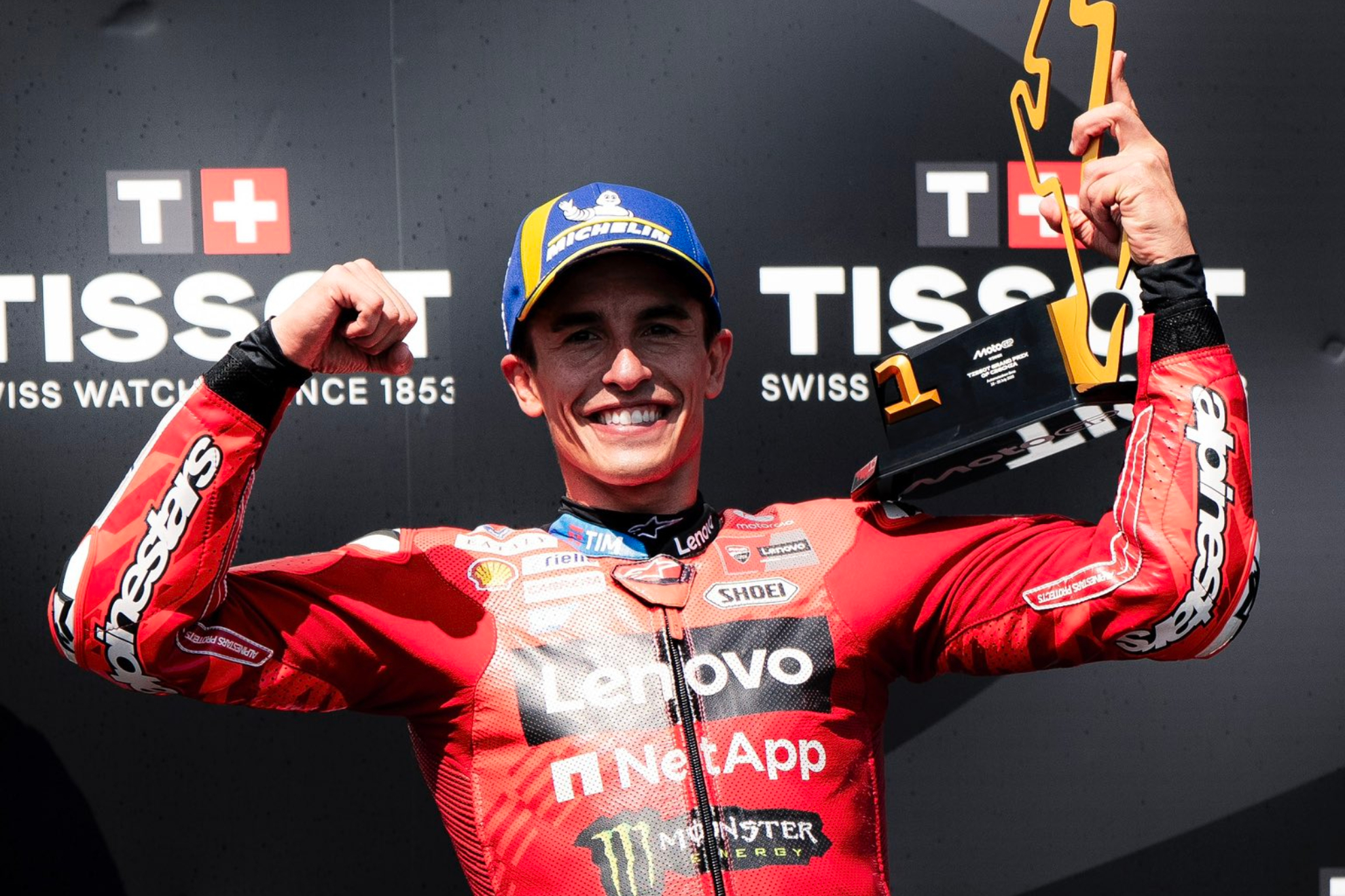 Marc Márquez, en el podio de Brno.
