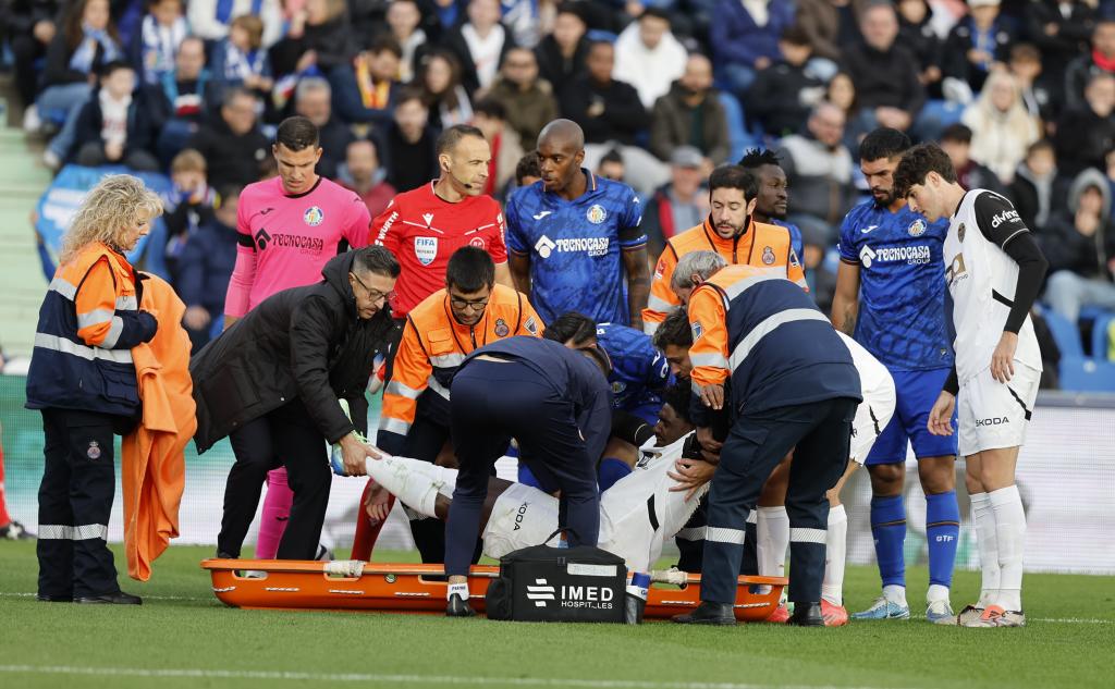 Lesión durante un Getafe-Valencia
