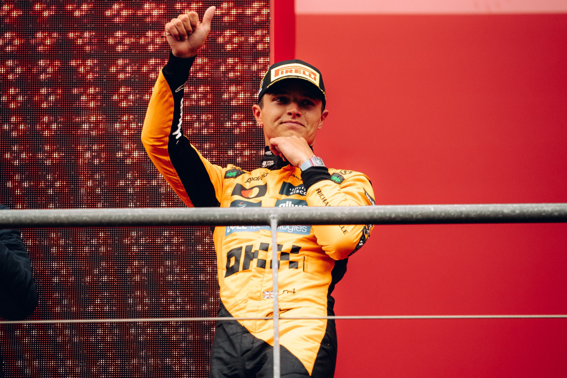 Norris, en el podio de Spa.