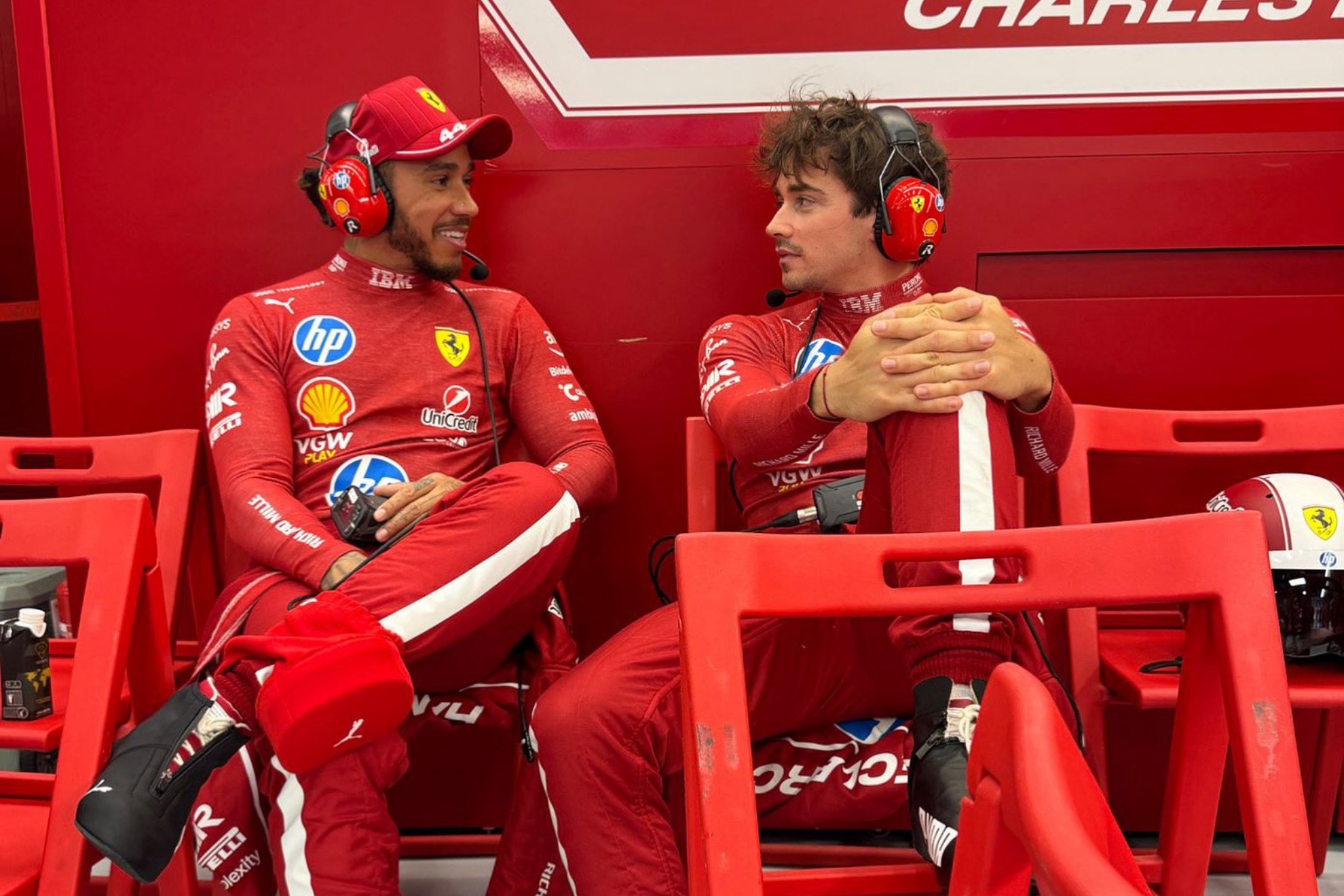 Lewis Hamilton y Charles Leclerc en el GP de Bélgica.