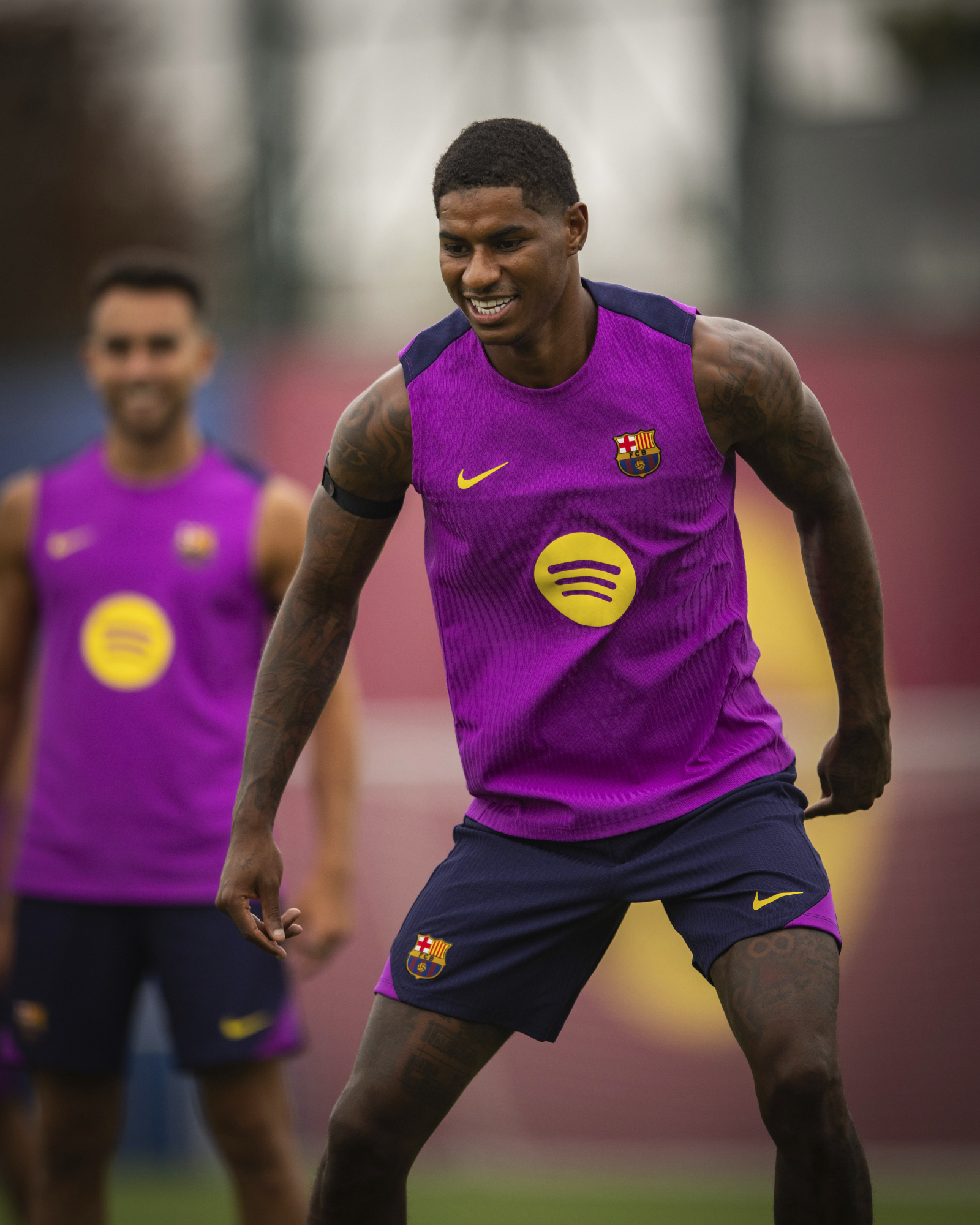 Rashford, en un entrenamiento con el Barcelona.