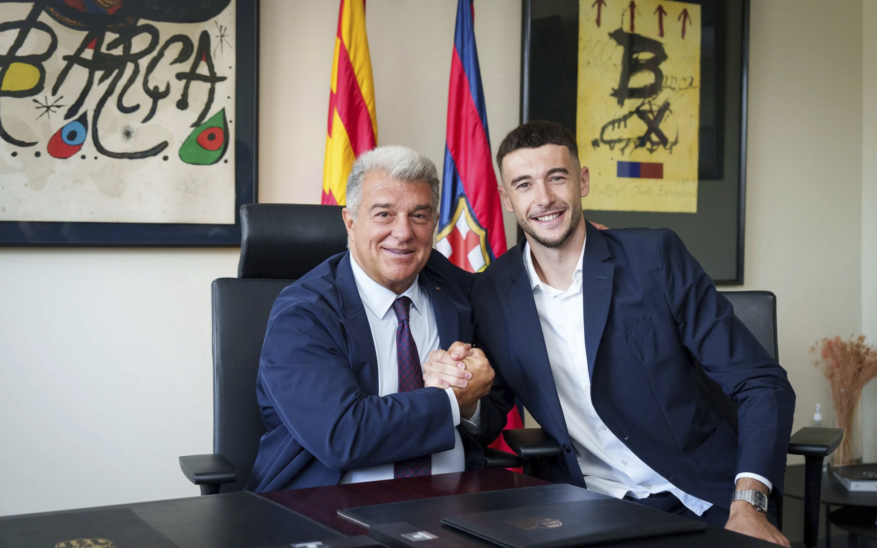 Laporta y Joan García, el día de su presentación.