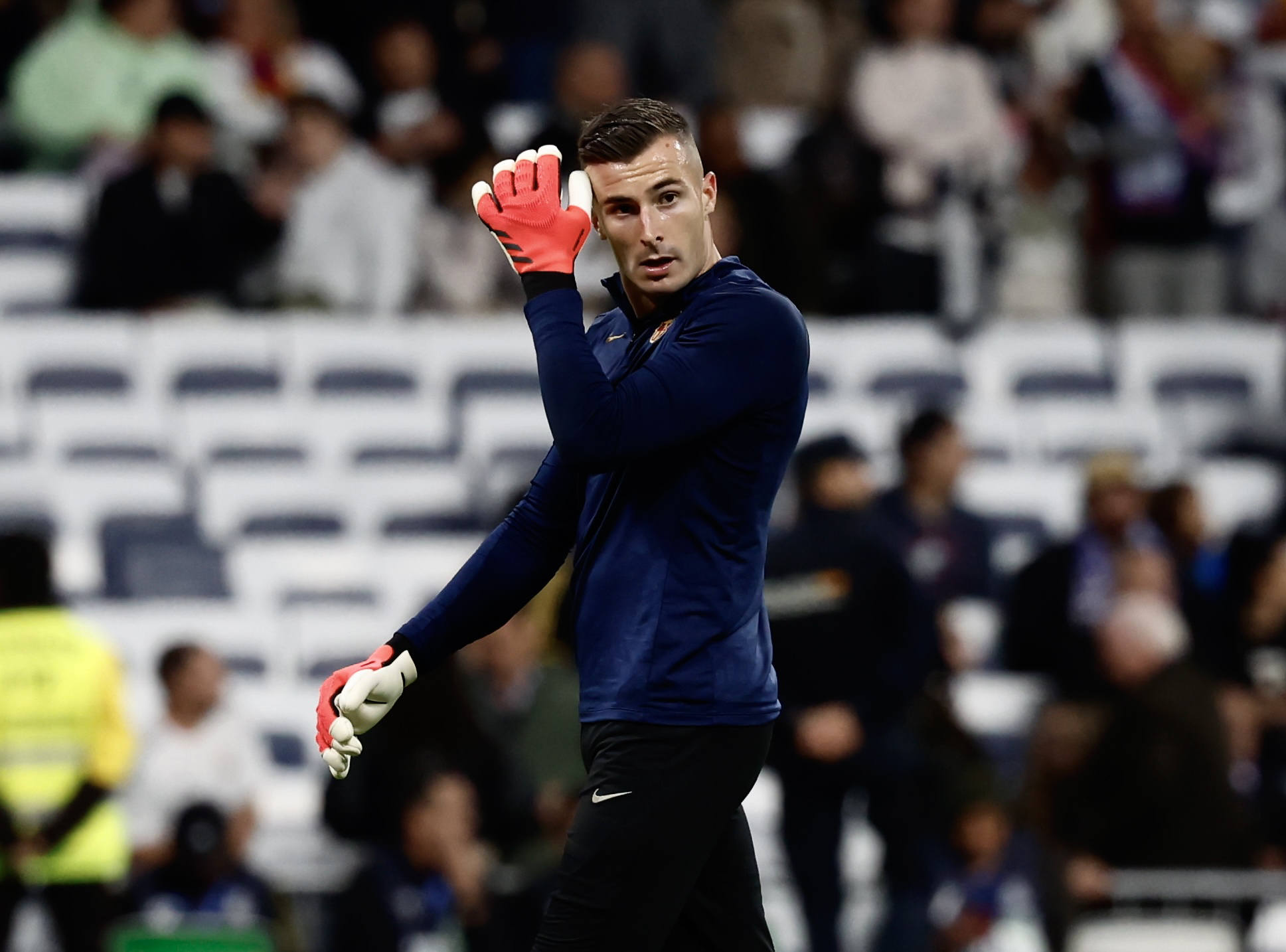 Iñaki Peña, en un partido en el Bernabéu.