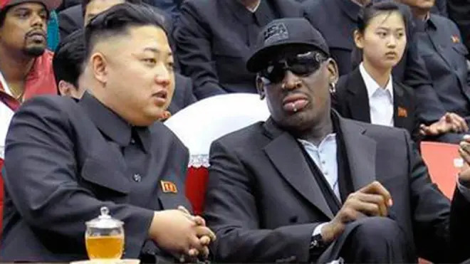 Dennis Rodman, junto a Kim Jong Un, durante una visita a Corea del Norte.