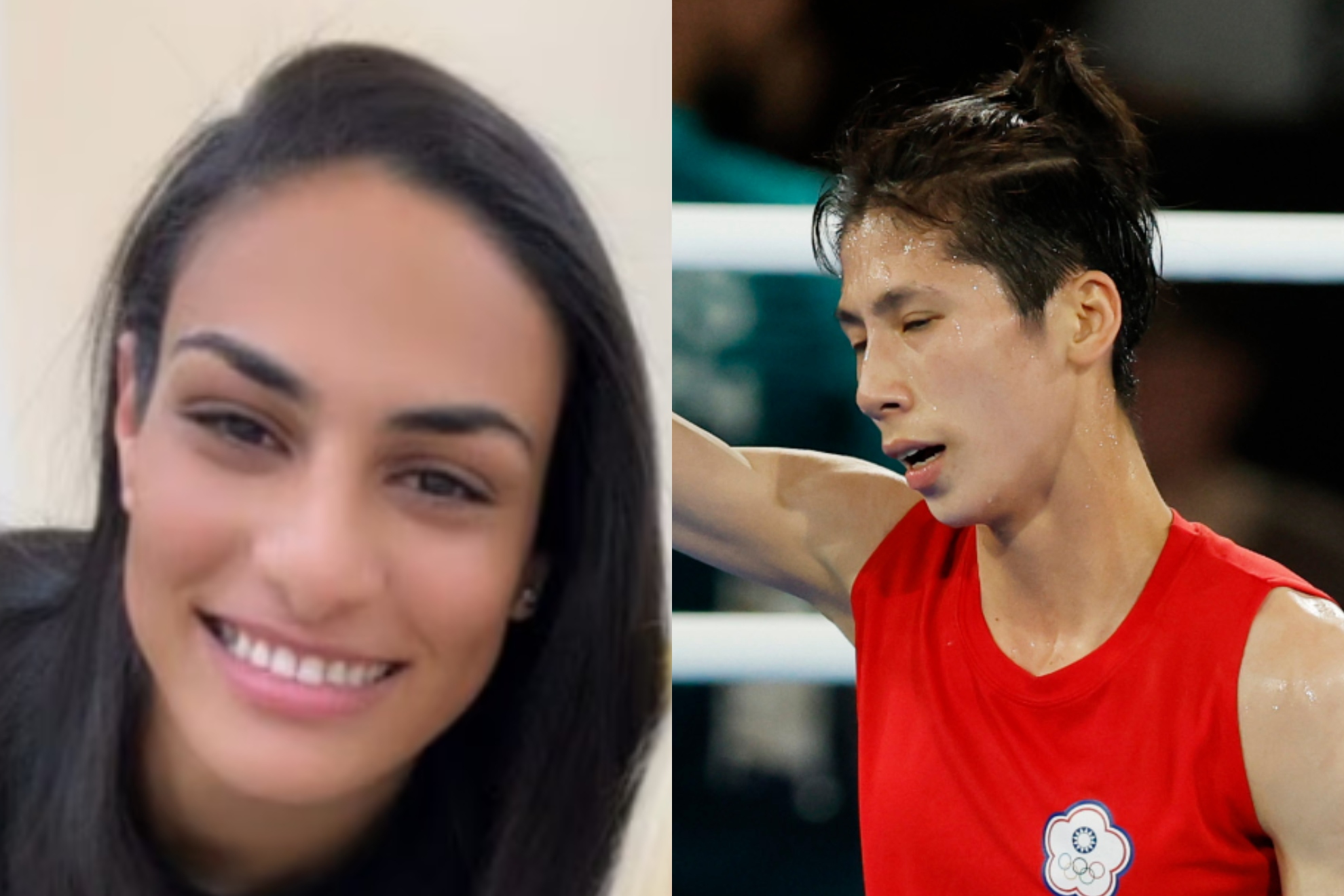 Imane Khelif en una foto subida a redes sociales estos días y Lin Yu Ting.