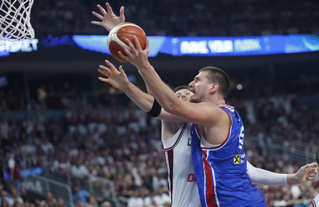 Kristaps Porzingis and Nikola Jokic at the Eurobasket 2025. EFE/EPA/Toms Kalnins