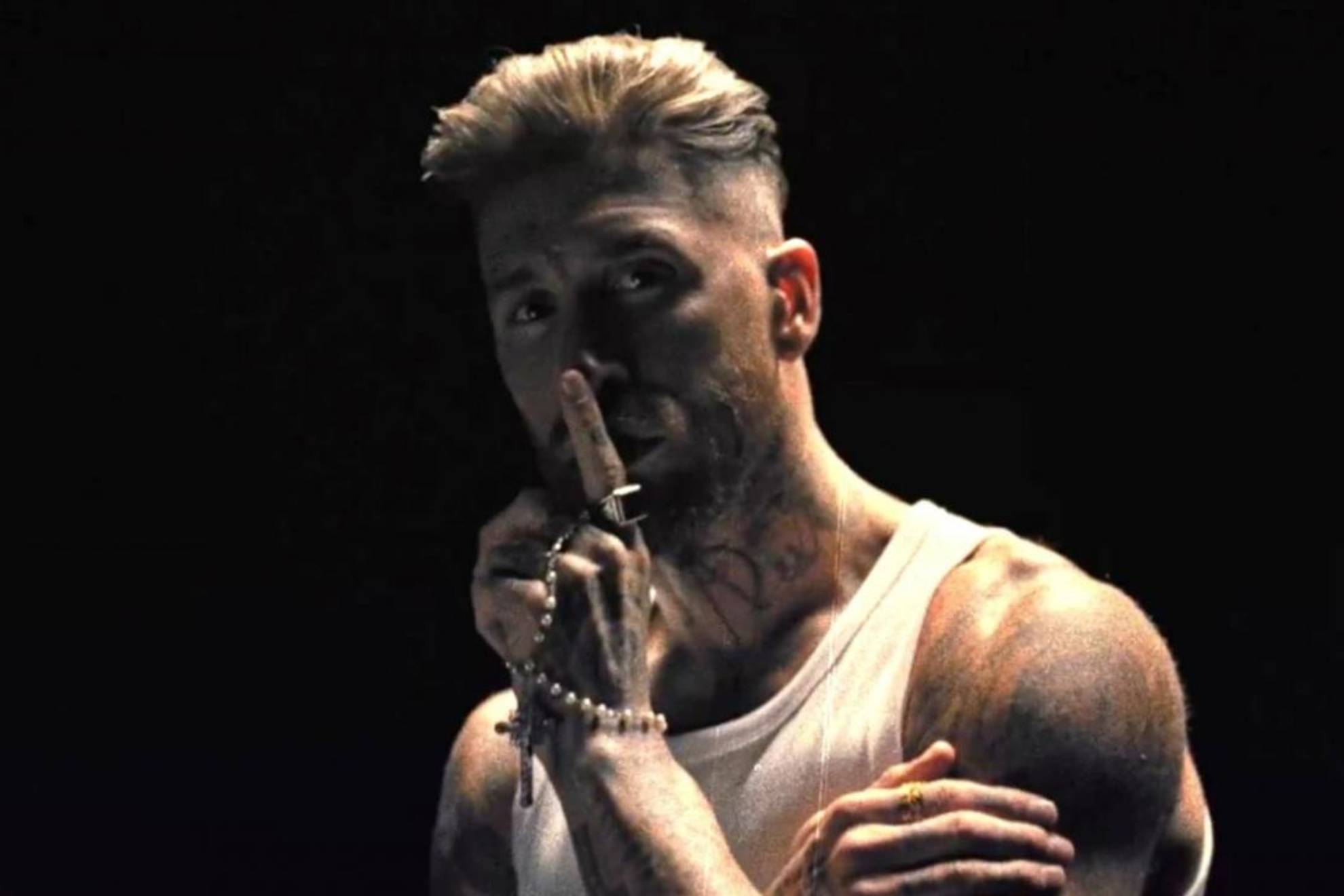 Sergio Ramos during his music video.